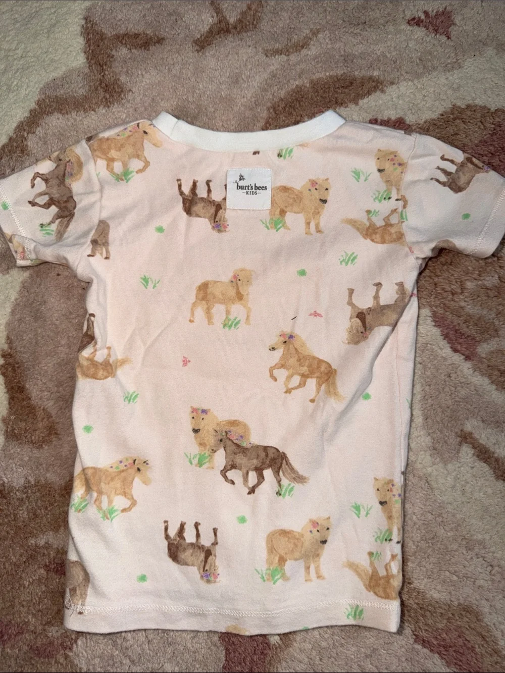 Burt's Bees Cream and Brown Pony Print Cotton Pajama Set